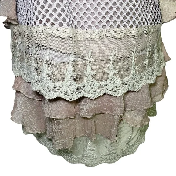 Simply Couture Brown and Green Layered Mini Dress - Picture 6 of 12